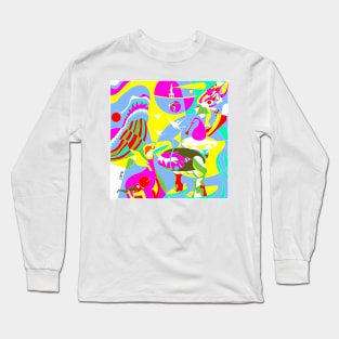 the march of the demons in the earthly delights paradise ecopop art Long Sleeve T-Shirt